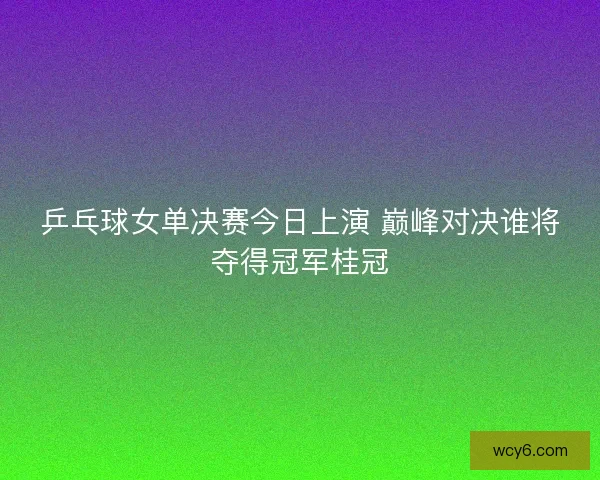 乒乓球女单决赛今日上演 巅峰对决谁将夺得冠军桂冠