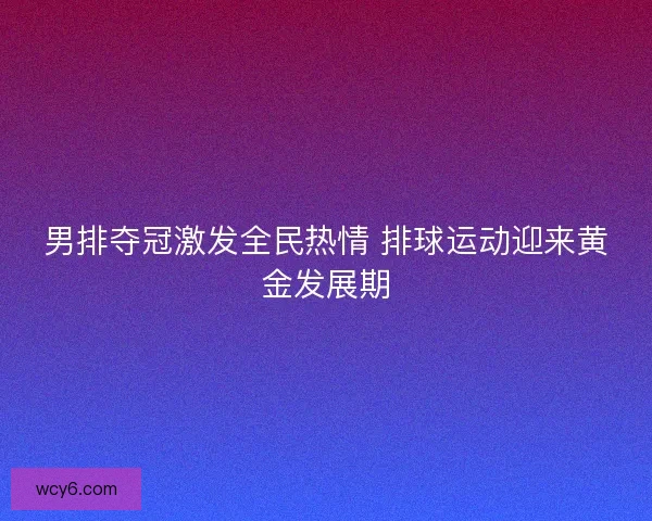 男排夺冠激发全民热情 排球运动迎来黄金发展期