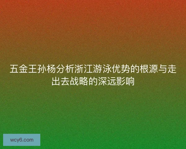 五金王孙杨分析浙江游泳优势的根源与走出去战略的深远影响