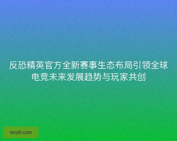 反恐精英官方全新赛事生态布局引领全球电竞未来发展趋势与玩家共创