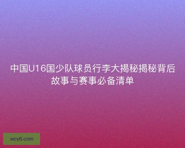 中国U16国少队球员行李大揭秘揭秘背后故事与赛事必备清单